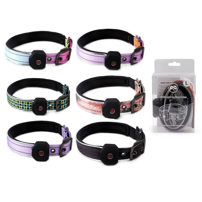 USB Rechargeable LED Dog Collar with Adjustable Sizes